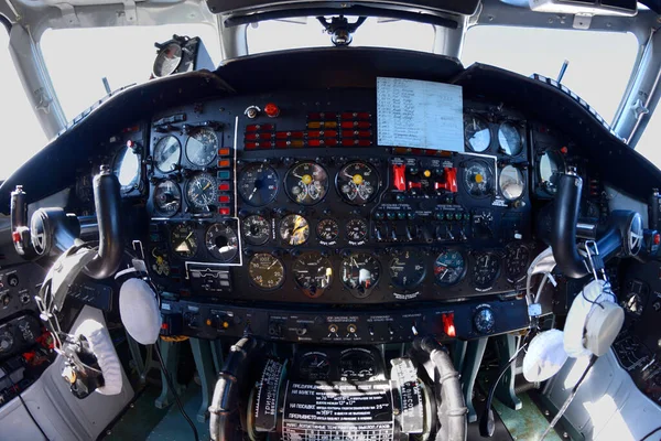Dashboard Cockpit Aerial Cartography Aircraft Air Show Zhuljany Airport September — ストック写真
