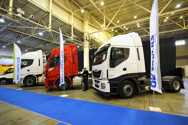 Modern Heavy Trucks Iveco Presented Stand Exhibition Transukraine November 2019 — Stock Photo, Image