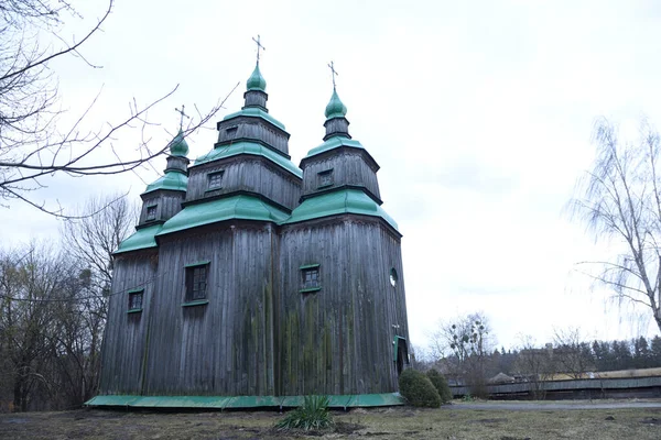 Oude Houten Landelijke Orthodoxe Kerk Gebouwd Eeuw Pyrogove Dorp Oekraïne — Stockfoto