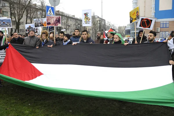 Palestyńskie Spotkanie Niedaleko Ambasady Usa Protestujące Przeciwko Decyzji Usa Uznaniu — Zdjęcie stockowe
