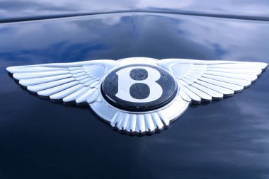 Kaputta Bentley amblemi var. Bayat Araba Festivali. 12 Mayıs 2019. Kleev, Ukrayna
