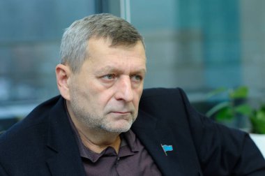 Ahtem Chiygoz, Ukraynalı Verkhovna Rada 'nın vekili ve Kırım Tatarı Mejlis halkının şefaatçisi, bir röportaj veriyor. 12 Ekim 2019. Kyiv, Ukrayna