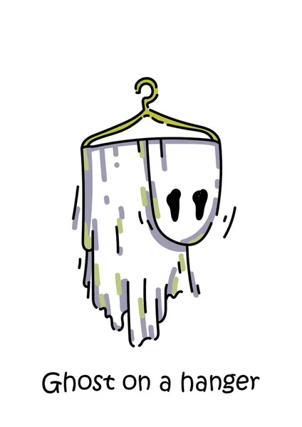 Ghost Een Hanger Halloween Illustraties Truc Trakteer Vrolijk Vleermuis Vleermuis — Stockvector