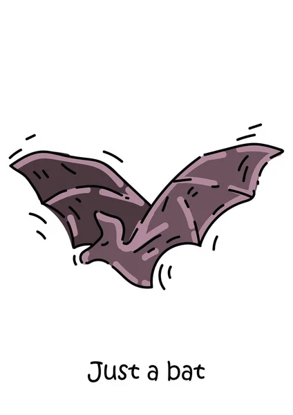 Just Bat Halloween Illustrations Trick Treat Happy Bat Bats Witch — Archivo Imágenes Vectoriales