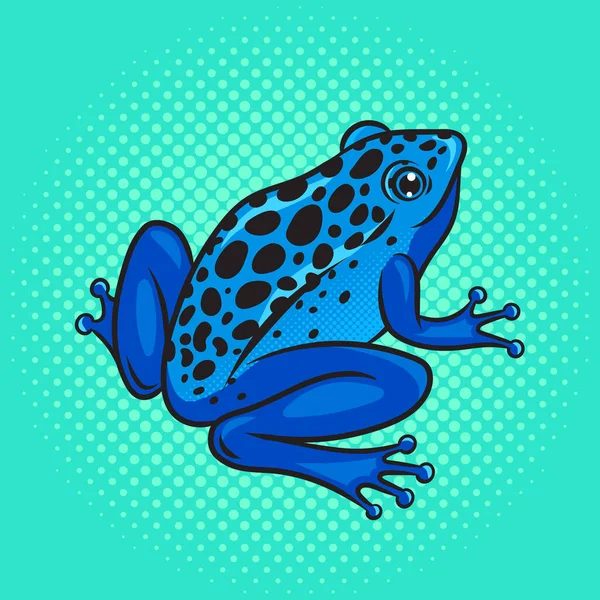 毒のダーツカエル熱帯毒性カエルのピンナップポップアートレトロベクトルイラスト 漫画風模倣 — ストックベクタ