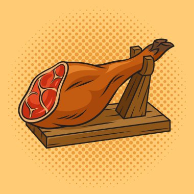 Jamon ham pork pig leg dry cured pinup pop art retro vector illustration. Comic book style imitation. clipart