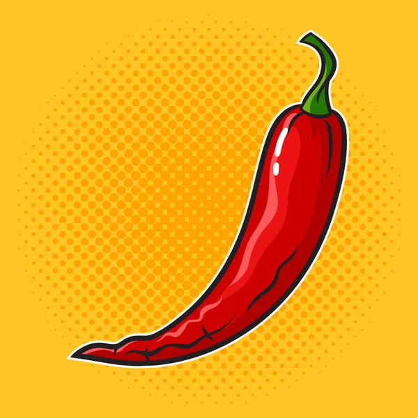Hot Red Chili Pepper Pinup Pop Art Retro Vektor Illustration — Stockvektor