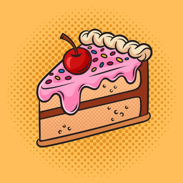 Кусок Торта Pinup Поп Арт Ретро Векторной Иллюстрации Имитация Стиля — стоковый вектор