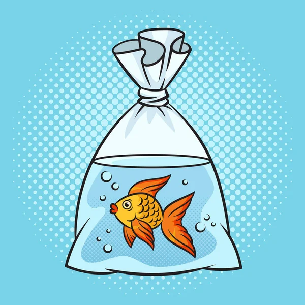 Acuario Goldfish Bolsa Plástico Con Agua Pinup Arte Pop Retro — Foto de Stock