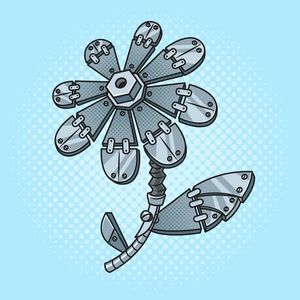 Iron Metal Kwiat Pinup Pop Sztuka Retro Raster Ilustracja Imitacja — Zdjęcie stockowe