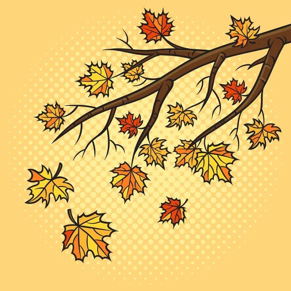 Vliegende Herfstbladeren Van Esdoorn Pin Pop Art Retro Raster Illustratie — Stockfoto