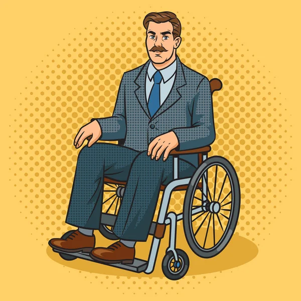 Businessman Wheelchair Pinup Pop Art Retro Raster Illustration Comic Book — Stockfoto