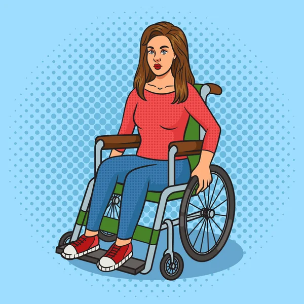 Woman Wheelchair Pinup Pop Art Retro Raster Illustration Comic Book — Stok fotoğraf