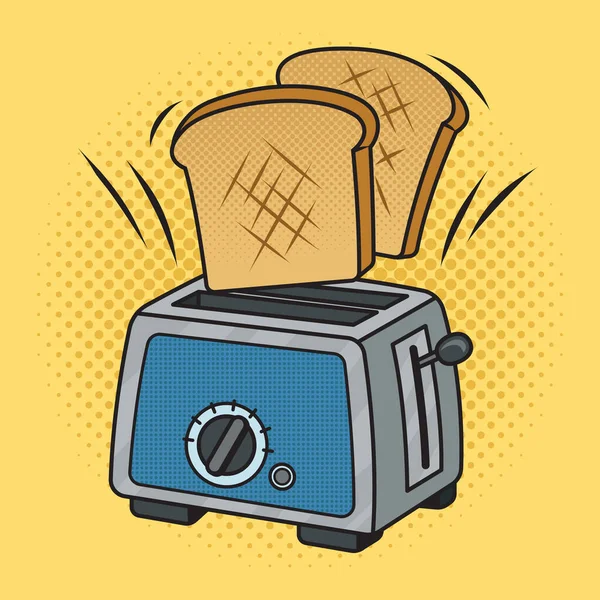 toasts fly up from the toaster pinup pop art retro raster illustration. Comic book style imitation.