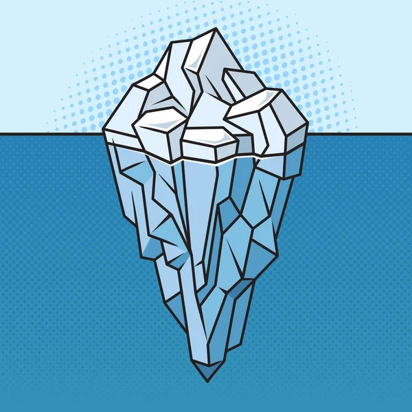 Iceberg Underwater Part Ice Pinup Pop Art Retro Vector Illustration — Διανυσματικό Αρχείο