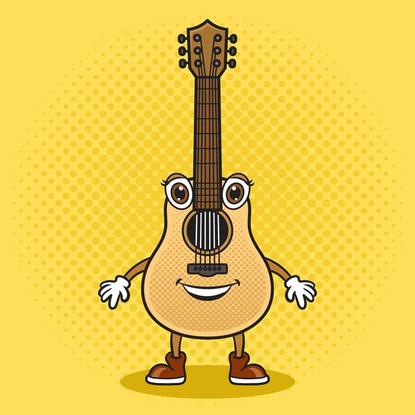 Kartun Lucu Gitar Pinup Pop Art Retro Vektor Ilustrasi Peniruan - Stok Vektor