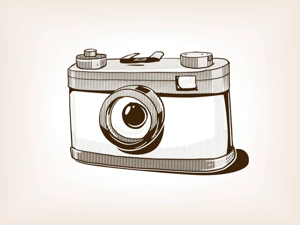Маленька Стара Фотокамера Начерк Коричневого Стилю Векторні Ілюстрації Стара Мальована — стоковий вектор