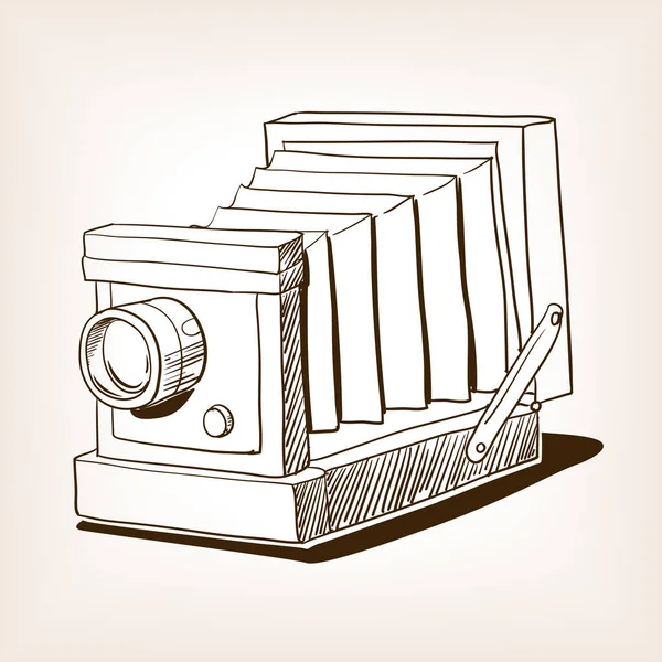 Ρετρό Παλιά Φωτογραφική Μηχανή Σκίτσο Καφέ Στυλ Raster Εικονογράφηση Απομίμηση — Φωτογραφία Αρχείου