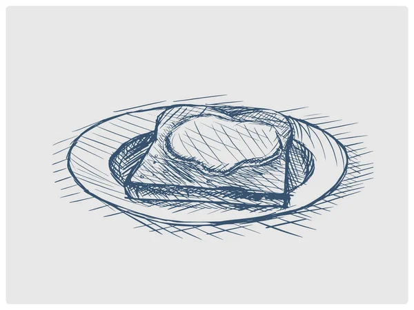Toast Bread Butter Honey Sketch Obsolete Blue Style Vector Illustration — Stock Vector