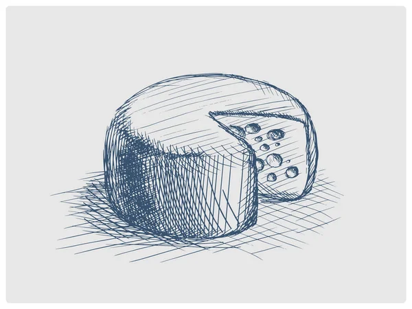 Peynir Kafa Skeci Modası Geçmiş Mavi Vektör Çizimi Eski Çizimi — Stok Vektör