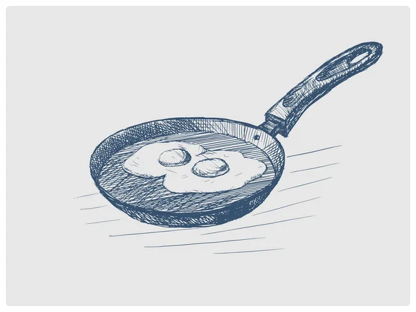 Pan Con Huevos Bosquejo Obsoleto Estilo Azul Ilustración Trama Imitación — Foto de Stock
