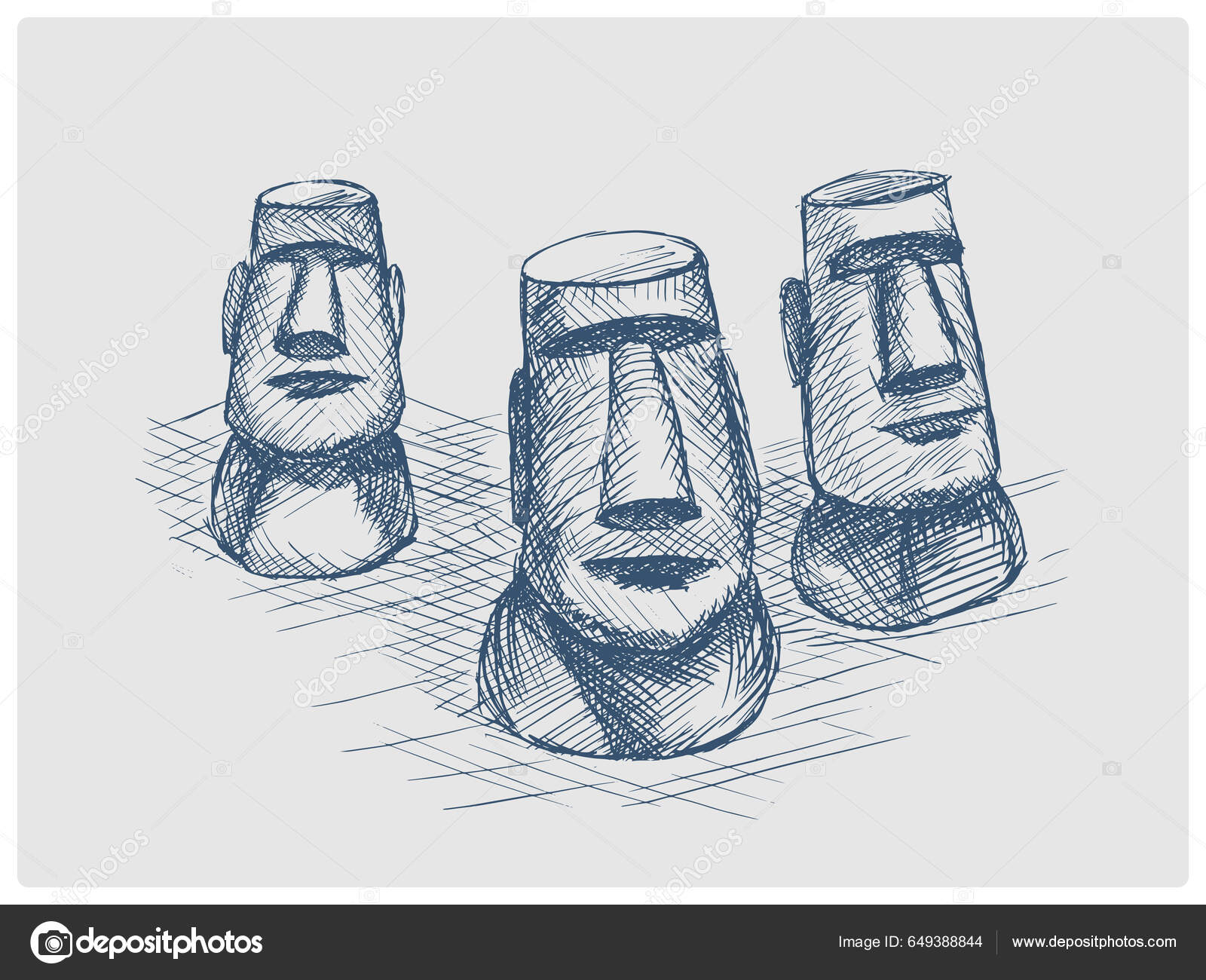 Ilustração vetorial de estátuas moai na ilha de páscoa