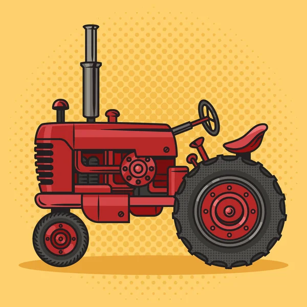 Starý Traktor Pinup Pop Art Retro Rastrové Ilustrace Imitace Stylu — Stock fotografie