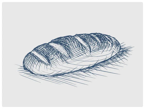 Bread Loaf Sketch Obsoleto Estilo Azul Ilustración Trama Imitación Grabado —  Fotos de Stock