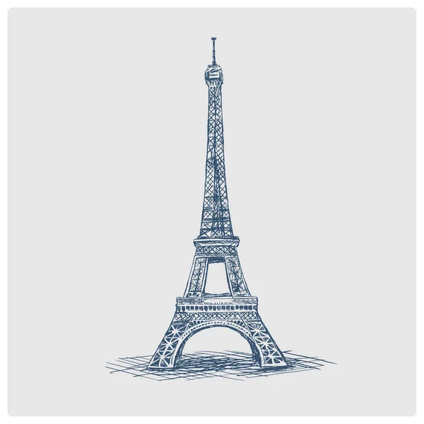 Der Eiffelturm Paris Skizziert Eine Veraltete Vektor Illustration Blauen Stil — Stockvektor