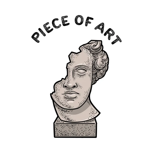 Κομμάτι Της Τέχνης Shirt Σχεδιασμό Σπασμένο Κεφάλι Του Γλυπτού Άγαλμα — Διανυσματικό Αρχείο