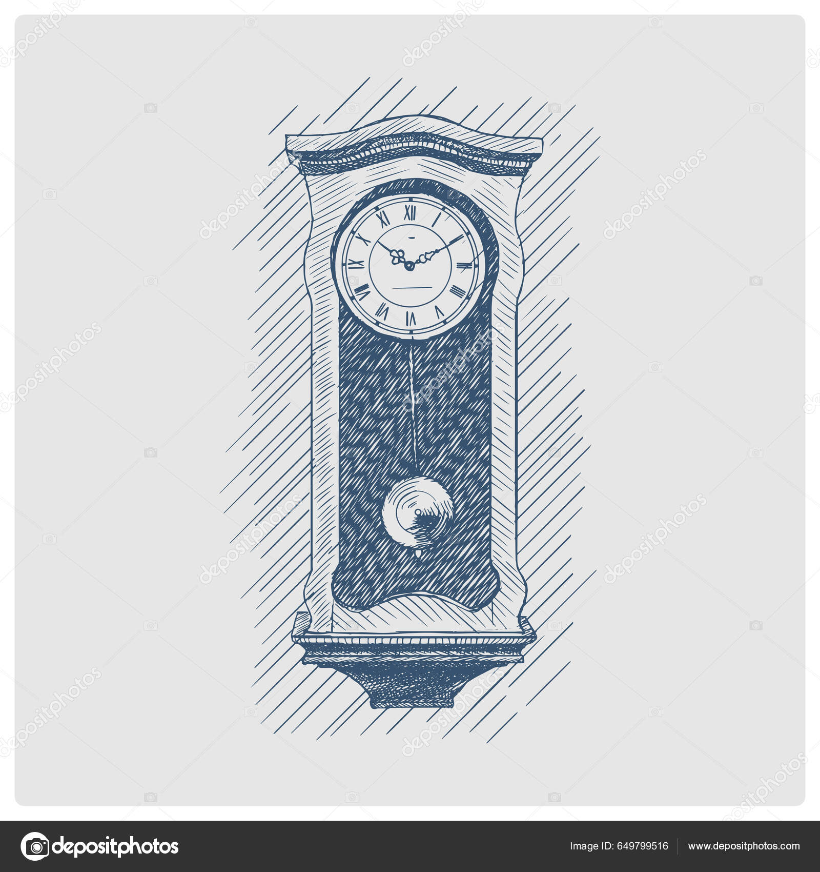 Παλιό Ρολόι Pendulum Σκίτσο Παρωχημένο Μπλε Στυλ Διανυσματική Απεικόνιση  Παλιά Διανυσματικό Αρχείο από ©AlexanderPokusay649799516