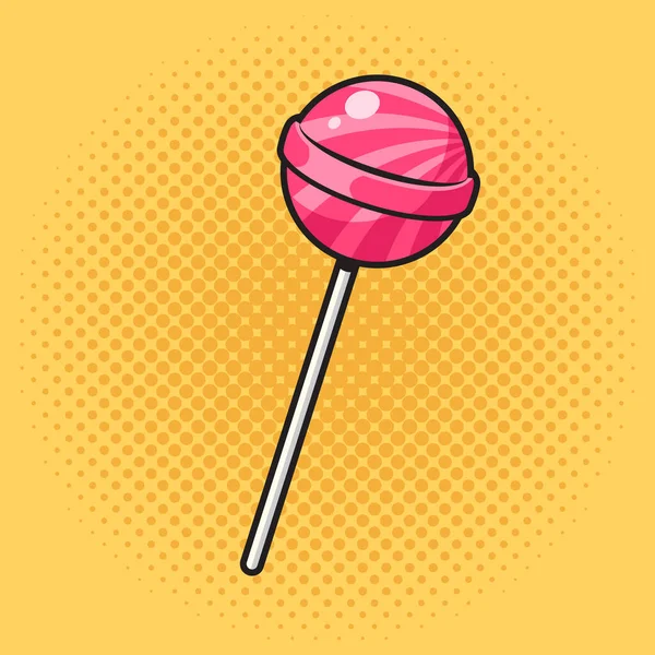 Lollipop Sugar Candy Stick Pinup Pop Art Retro Vector Illustration — Stock Vector
