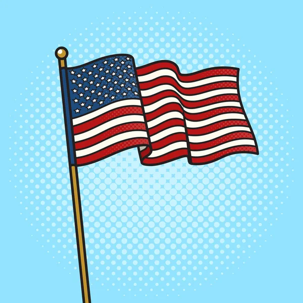 美国国旗勾起了流行艺术的复古矢量插图 漫画书风格模仿 — 图库矢量图片