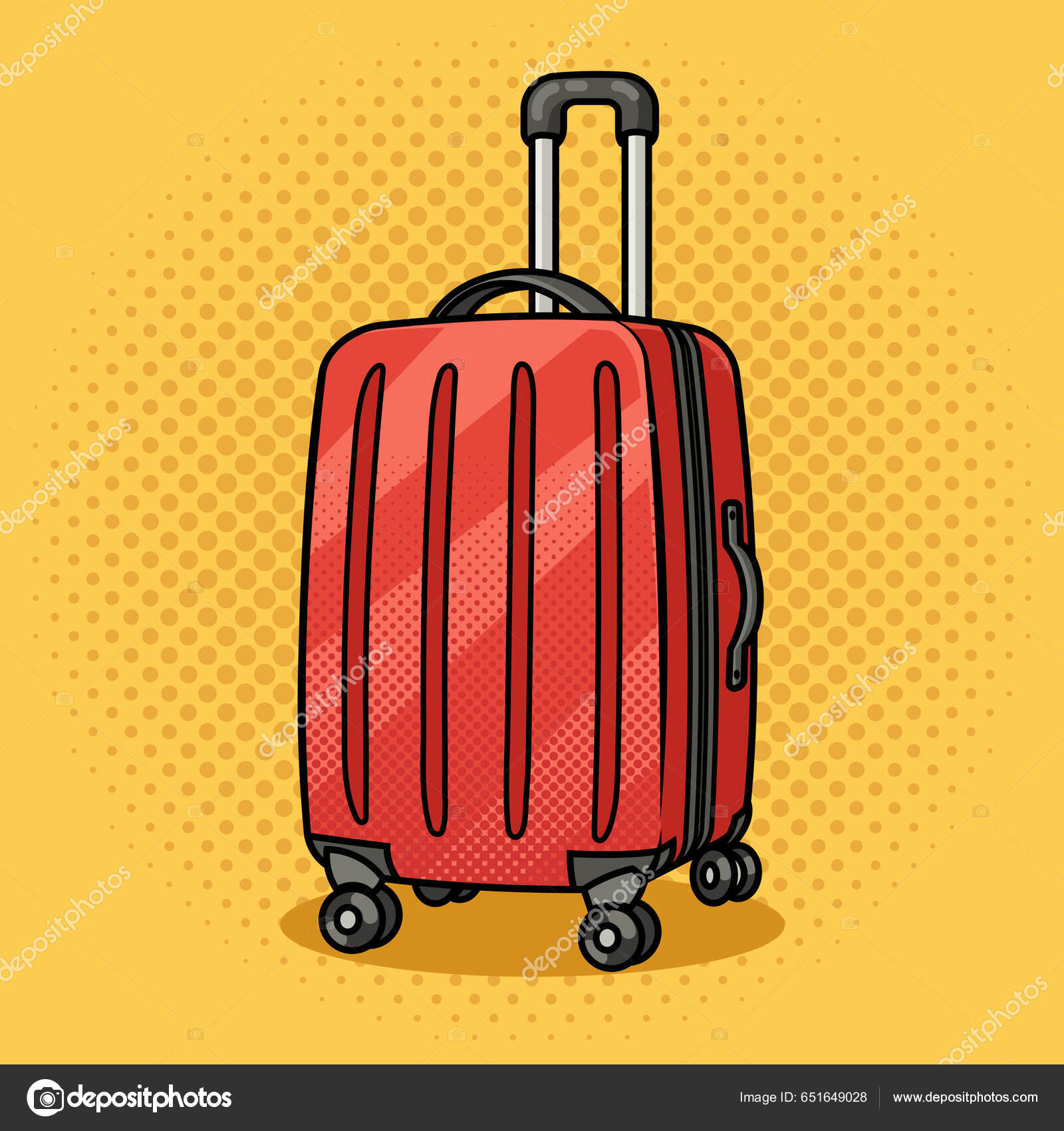 Rollkoffer Reisegepack Mit Radern Gepack Pinup Pop Art Retro Vektorillustration Stock Vektorbild von AlexanderPokusay 651649028