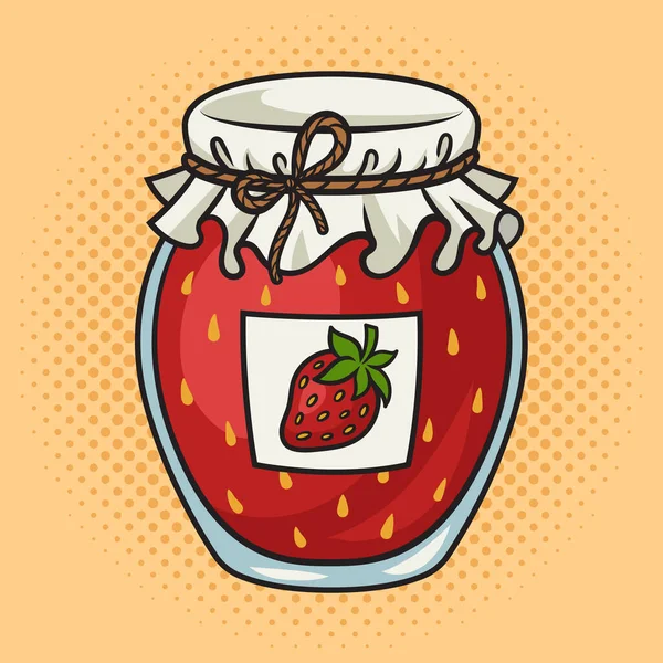 Strawberry jam pinup pop art retro raster illustration. Comic book style imitation.