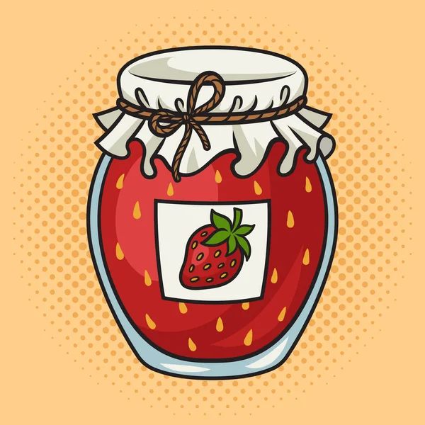 草莓果酱拼凑流行艺术复古矢量插图 漫画书风格模仿 — 图库矢量图片