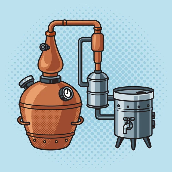Alkohol Maskin Whisky Fortfarande Pinup Popkonst Retro Raster Illustration Serietidningsimitation — Stockfoto