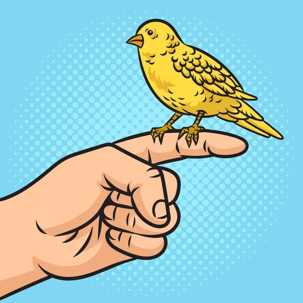 Canarino Uccello Dito Pinup Pop Art Retro Raster Illustrazione Imitazione — Foto Stock