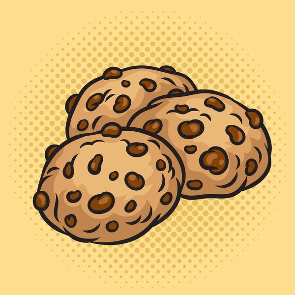 Choklad Chip Cookies Pinup Pop Konst Retro Vektor Illustration Serietidningsimitation — Stock vektor