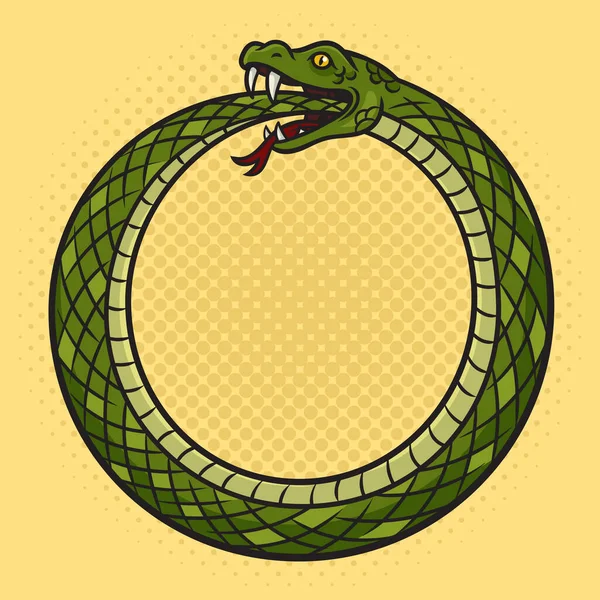 Snake Bijt Zichzelf Pop Art Retro Vector Illustratie Stripboek Stijl — Stockvector