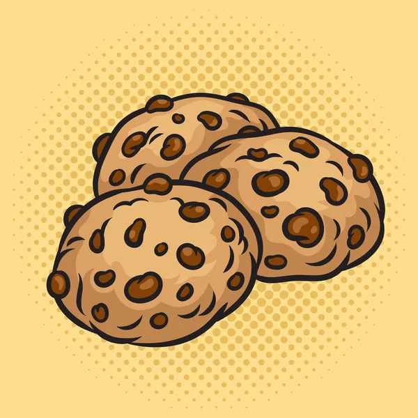 Chocolate Chip Cookies Pinup Pop Art Retro Raster Illustration Comic — Stock Photo, Image
