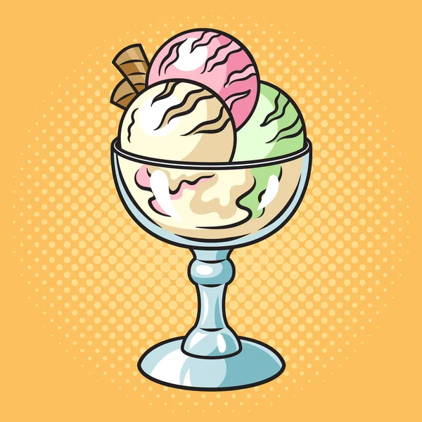Мороженое Сливочном Пинапе Поп Арт Ретро Растровой Иллюстрации Имитация Стиля — стоковое фото