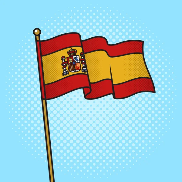 Bandera España Pinup Pop Art Retro Raster Illustration Imitación Estilo — Foto de Stock