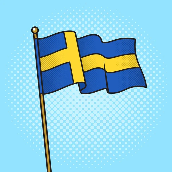 Флаг Швеции Pinup Поп Арт Ретро Векторной Иллюстрации Имитация Стиля — стоковый вектор