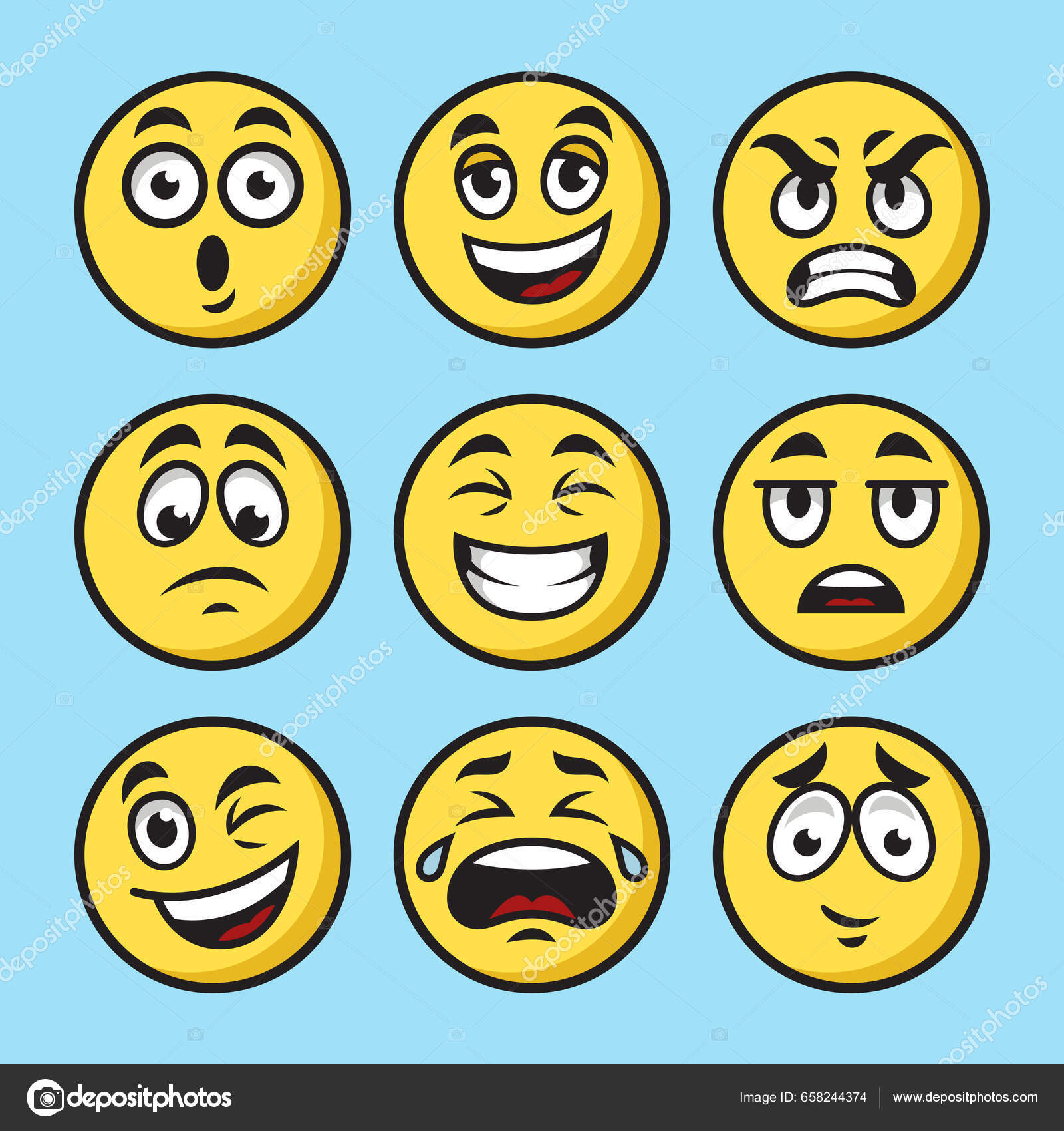 Emoticon Emoji Set Pinup Pop Art Retro Vector Illustration Comic Stock  Vector by ©AlexanderPokusay 658244374