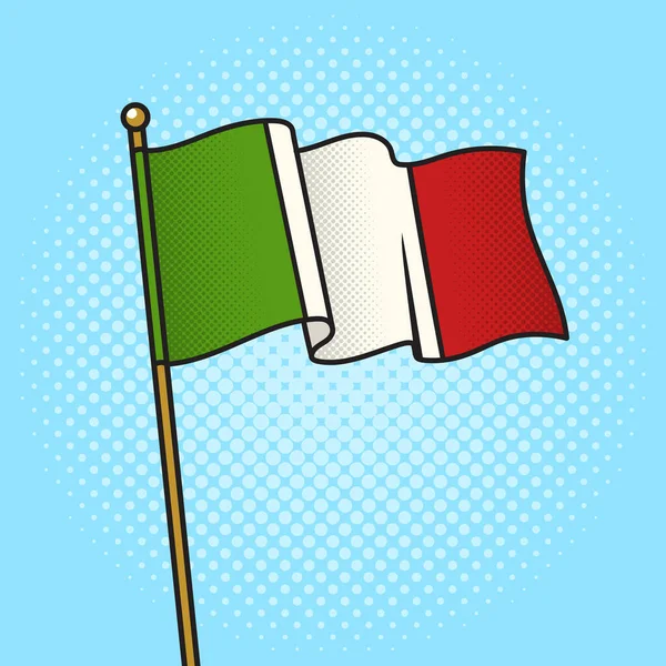 Zászló Olaszország Pinup Pop Art Retro Vektor Illusztráció Képregény Stílusú — Stock Vector