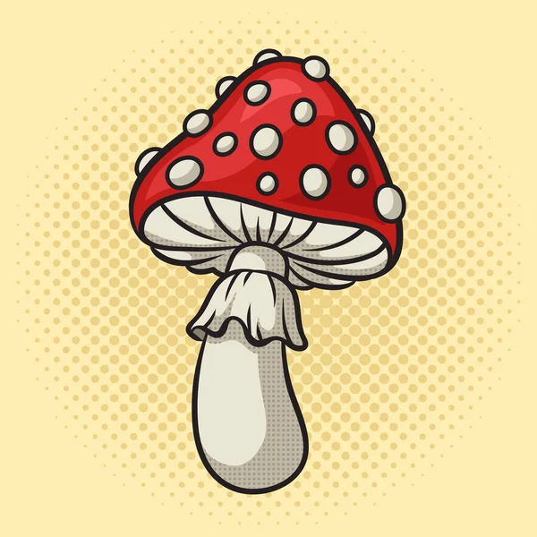 天野蘑菇植物卷曲流行艺术复古病媒的例证 漫画书风格模仿 — 图库矢量图片