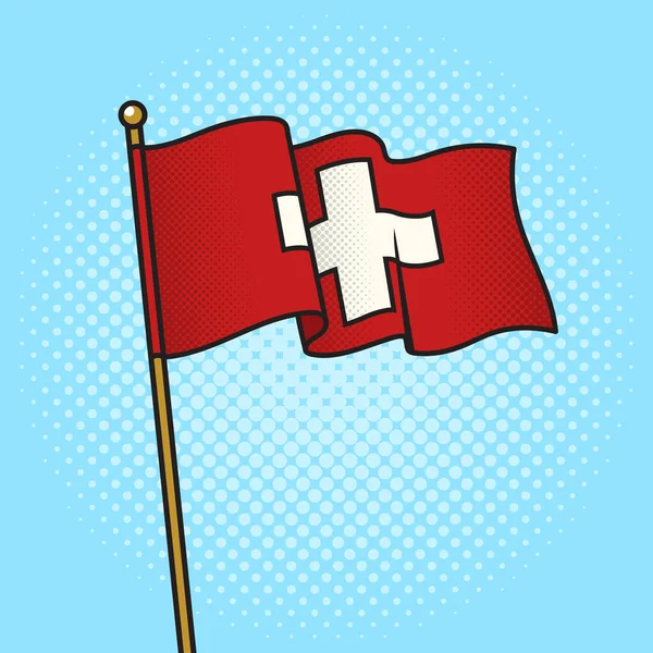 Švýcarská Vlajka Pinup Pop Art Retro Vektorové Ilustrace Imitace Stylu — Stockový vektor