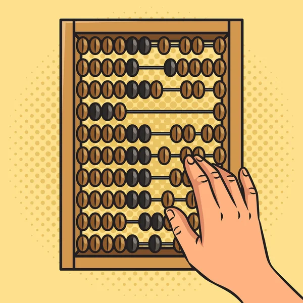 Kéz Számít Abacus Pinup Pop Art Retro Vektor Illusztrációjára Képregény — Stock Vector