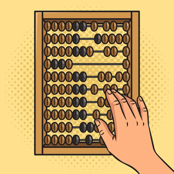 Ręka Liczy Drewniane Abacus Pinup Pop Art Retro Raster Ilustracji — Zdjęcie stockowe